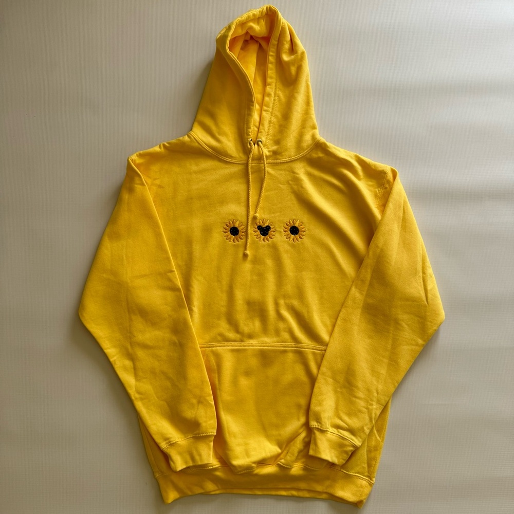 Disney Yellow Sunflower Embroidered Mickey Mouse Hoodie